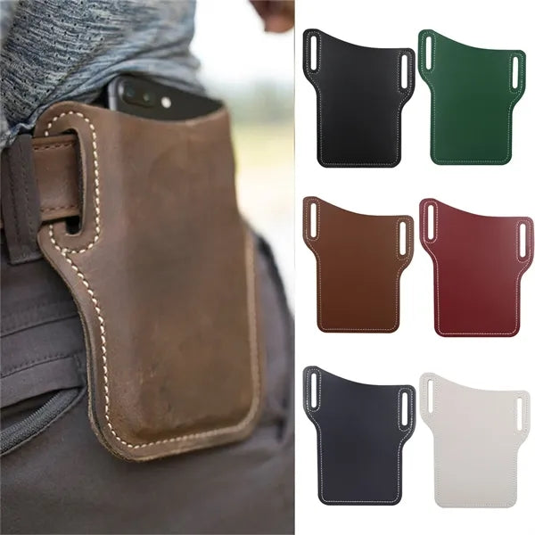 Vintage Crazy Horse Leather Belt Phone Waist Bag
