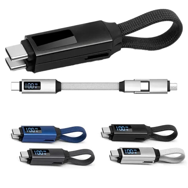 3-in-1 Keychain Charging Cable with Display