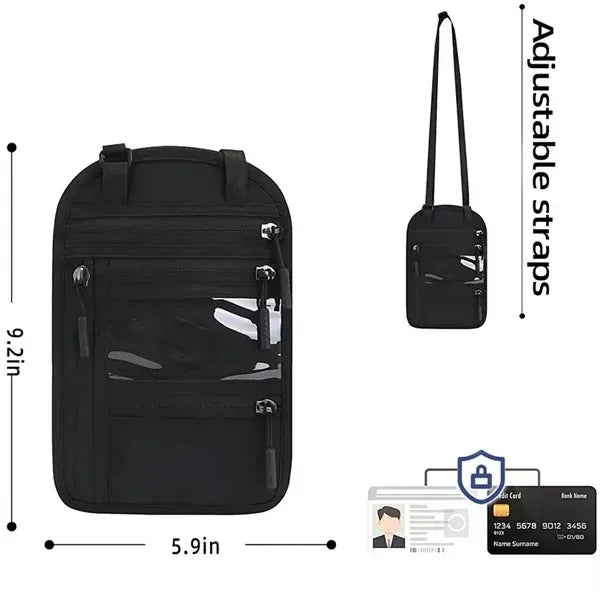 Travel Neck Pouch Wallet with RFID Blocking