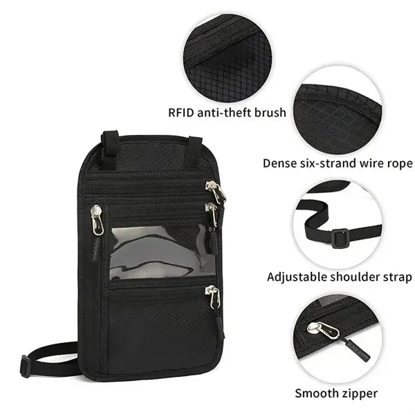 Travel Neck Pouch Wallet with RFID Blocking