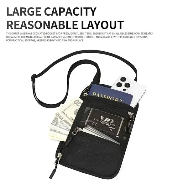 Travel Neck Pouch Wallet with RFID Blocking