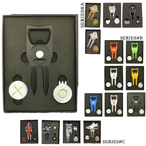3-in-1 Golf Fork Cap Clip Ball Marker Gift Set
