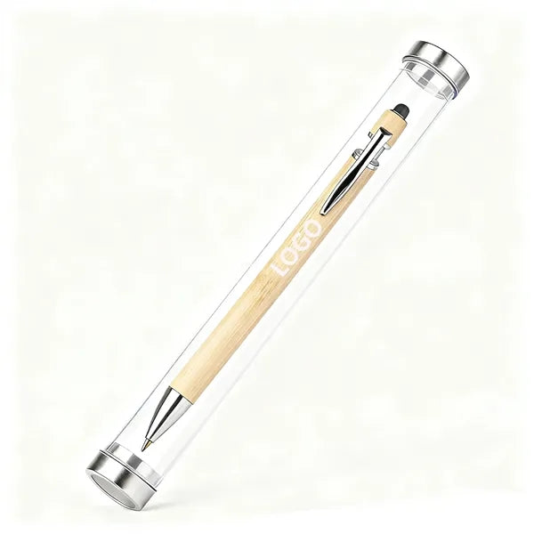 Engraved Bamboo Alpha Stylus Pen With Barreled