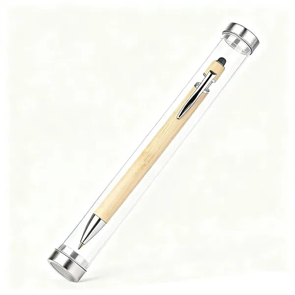 Engraved Bamboo Alpha Stylus Pen With Barreled