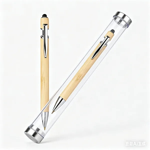 Engraved Bamboo Alpha Stylus Pen With Barreled