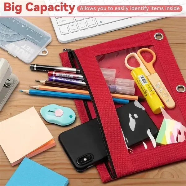 Multifunctional Pencil Bag With Transparent Window