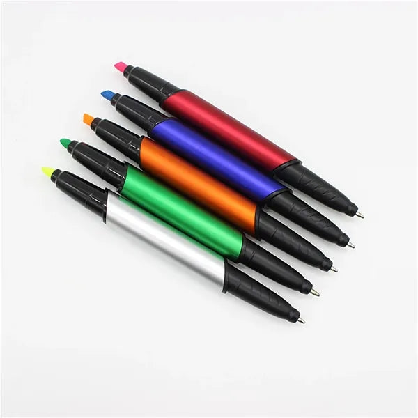 Double sided Highlighter & Ballpoint pens with memo sticker