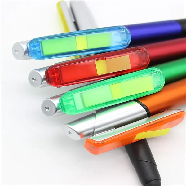 Double sided Highlighter & Ballpoint pens with memo sticker