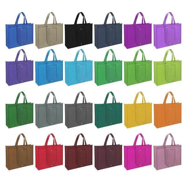 Non Woven Foldable Shopping Tote Bag W/ Snap Closure