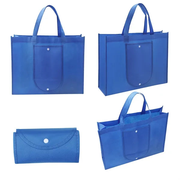 Non Woven Foldable Shopping Tote Bag W/ Snap Closure