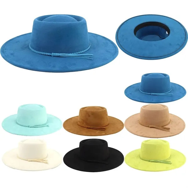 Wide Brim Fedora Hat for Men Women