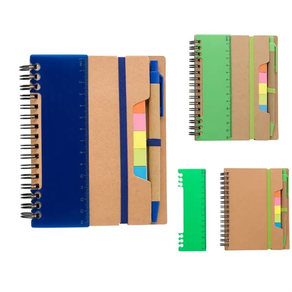 Spiral Notebook With Sticky Pen And Ruler