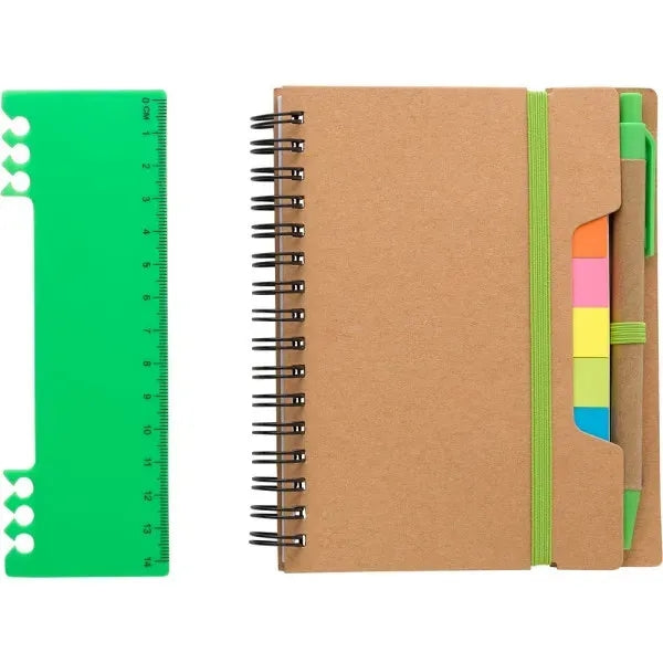 Spiral Notebook With Sticky Pen And Ruler