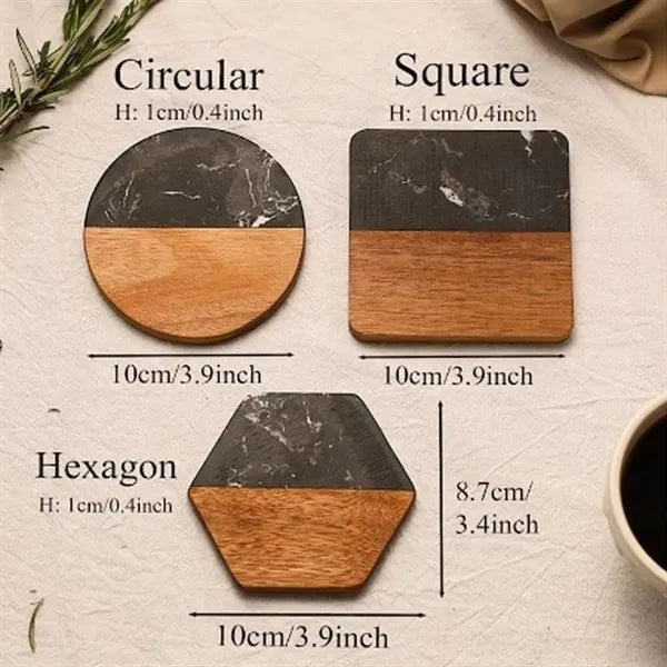 Engraved Wood and Marble Coasters