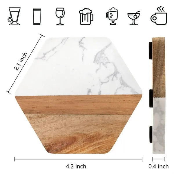 Engraved Wood and Marble Coasters