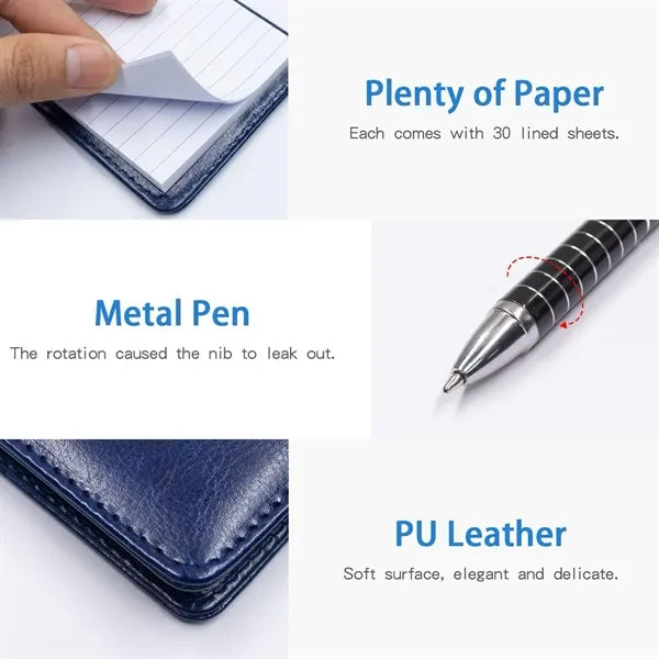 Small Pocket Notepad Holder Set with Pen