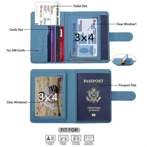 Waterproof Rfid Blocking Leather Passport Holder Cover Case
