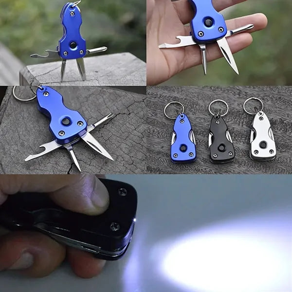 Outdoor EDC Metal Keychain Folding Knife Multi Tool
