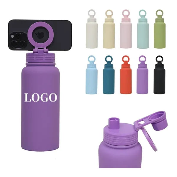 Water Bottle With Magnetic Phone Holder