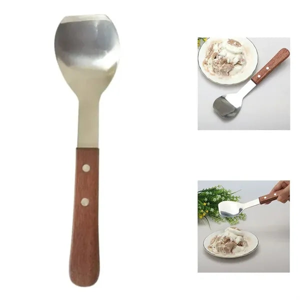 Stainless Steel Ice Cream Scoop w/ Wood Handle Kitchen Tool