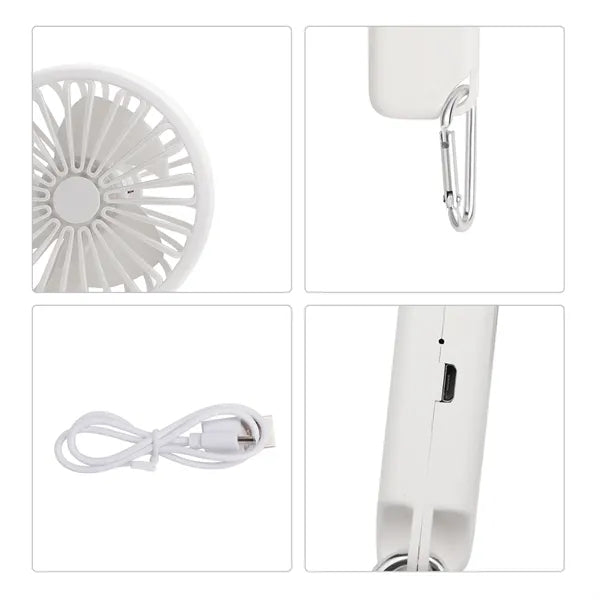 Portable Mini USB Rechargable Handheld Fan With Carabiner