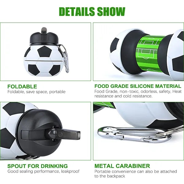 Football Drinking Soccer Silicon Collapsible Bottle
