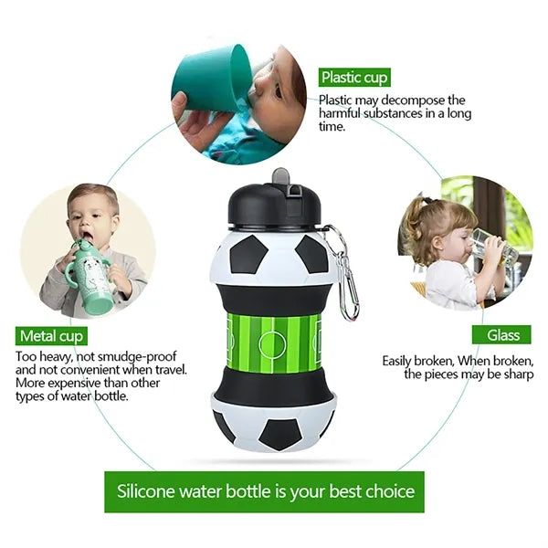 Football Drinking Soccer Silicon Collapsible Bottle