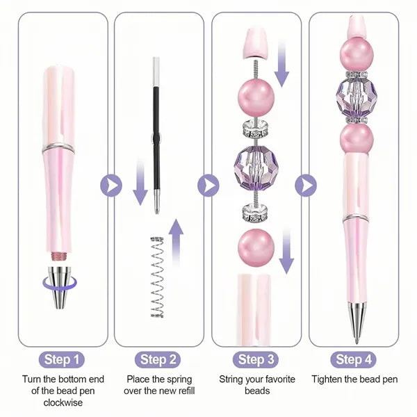 Multicolor DIY Diamond Plastic beaded ballpoint pen