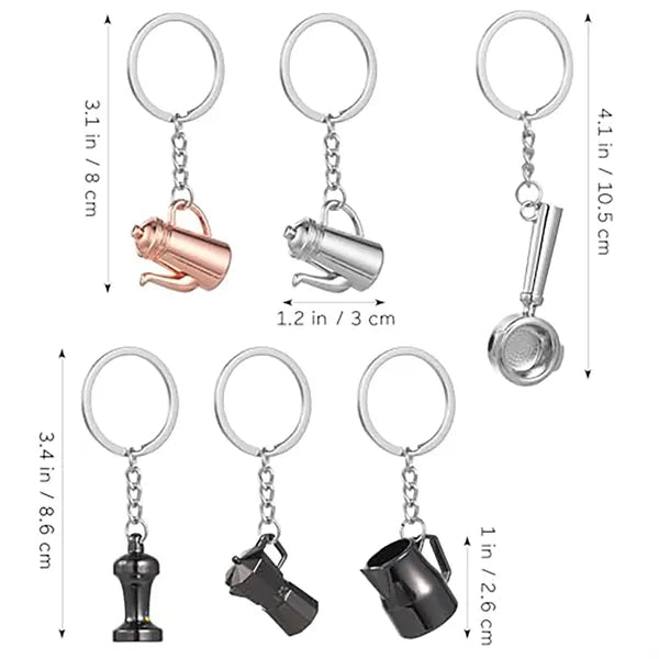 3d Metal Car Pendant Coffee Maker Gift Keychain