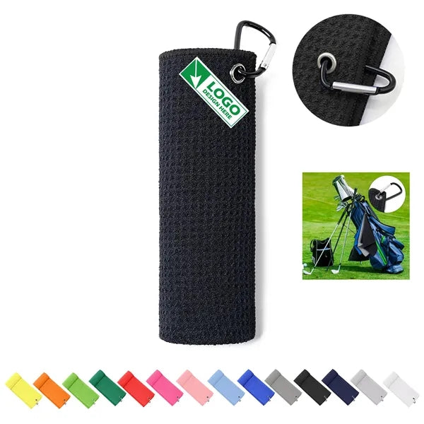 Microfiber Fabric Waffle Golf Towels with Carabiner Clip