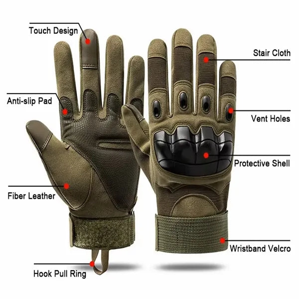 Full Finger Leather Combat Shooting Tactical Gloves
