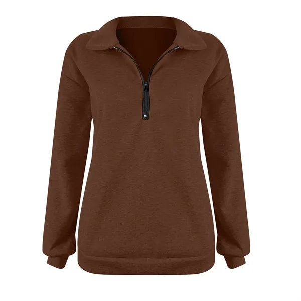 Casual Top Half Zipper Long Sleeve Plus Fleece Shirt