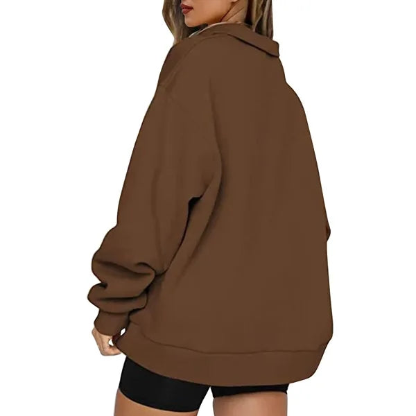 Casual Top Half Zipper Long Sleeve Plus Fleece Shirt