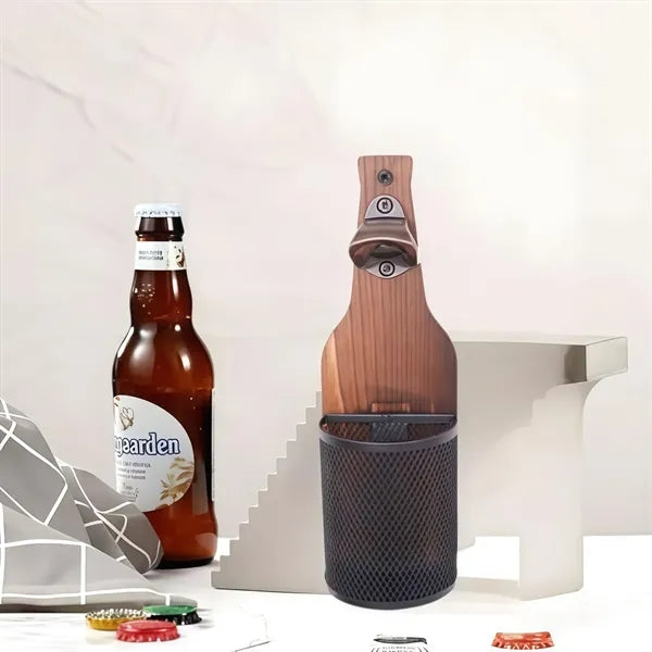 Vintage Wood Wall Mounted Beer Bottle Opener