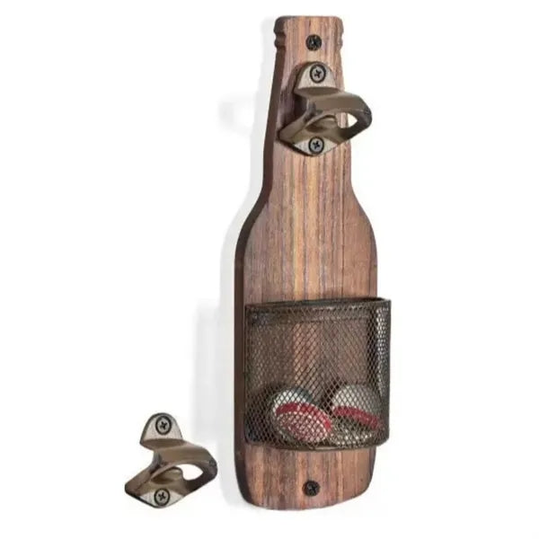 Vintage Wood Wall Mounted Beer Bottle Opener