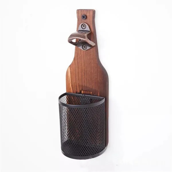 Vintage Wood Wall Mounted Beer Bottle Opener