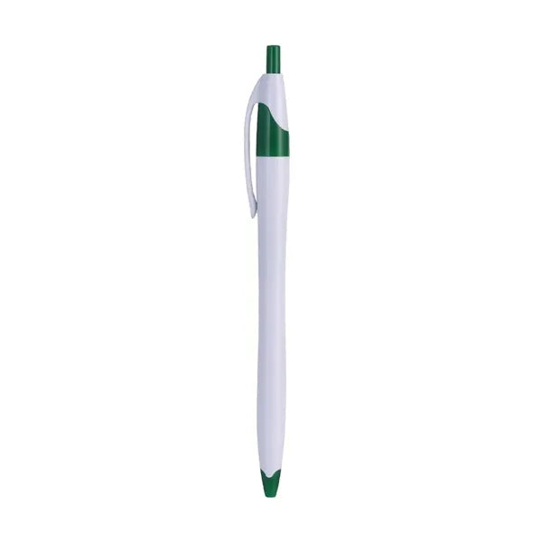 White Retractable Pen with Colored Trim