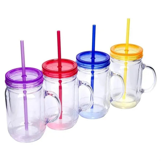 17oz Plastci Mason Mug Jars With Handles