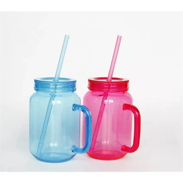 17oz Plastci Mason Mug Jars With Handles
