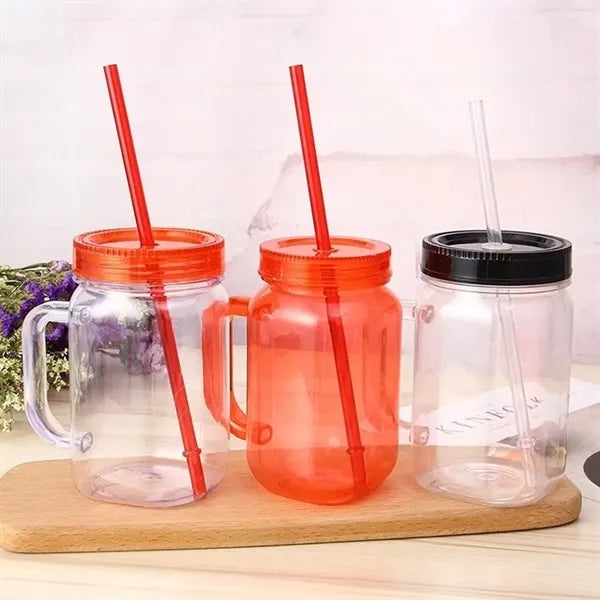 17oz Plastci Mason Mug Jars With Handles