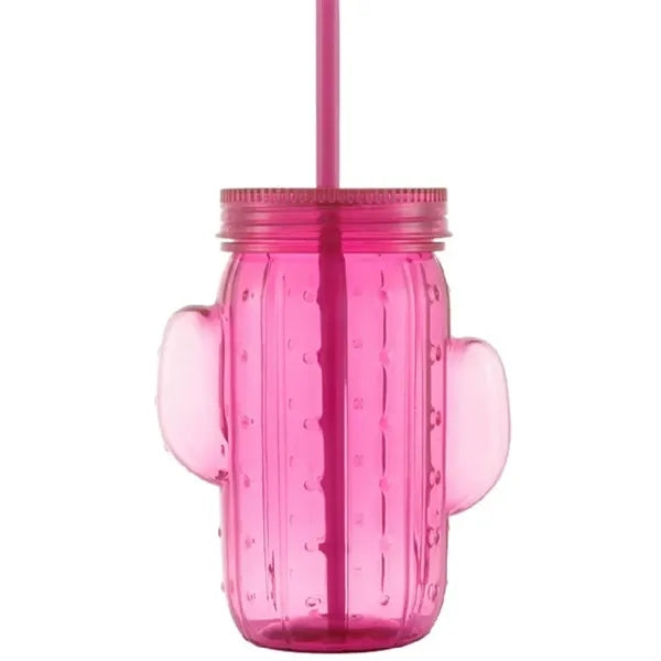16OZ Jelly colored Plastic Cactus Mason cup