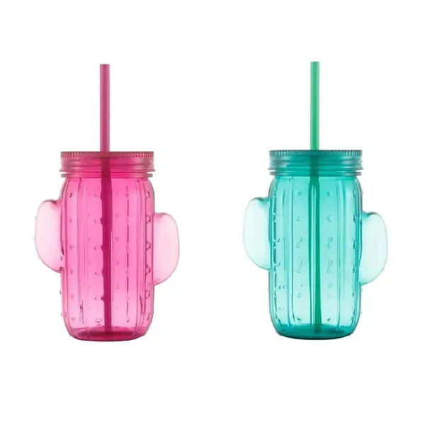 16OZ Jelly colored Plastic Cactus Mason cup