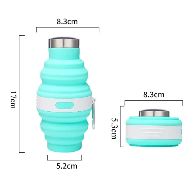 Collapsible Silicone Water Bottle with a carabiner