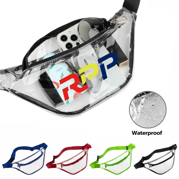 Clear Transparent PVC Fanny Pack Bag W/Zipper Pocket