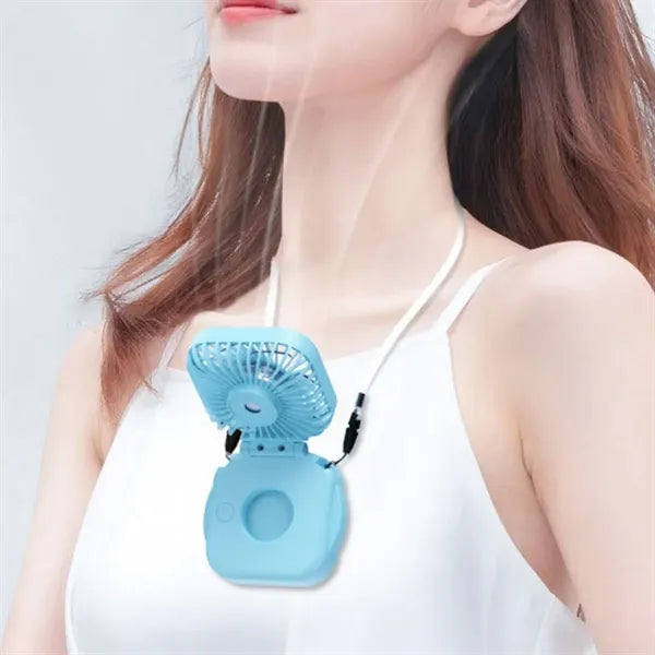 Foldable Square Mini Fan w/ Mirror & USB Rechargeable Design