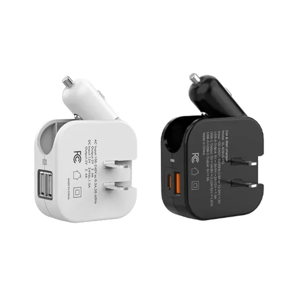 2-in-1 Car and Wall Charger w/ Dual USB Fast Charging Ports
