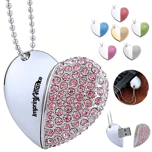 16GB Heart Crystal USB Flash Drive Custom Gift