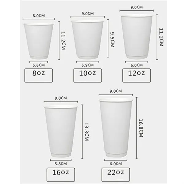 12 oz Double Wall Disposable Paper Coffee Cups with Lids