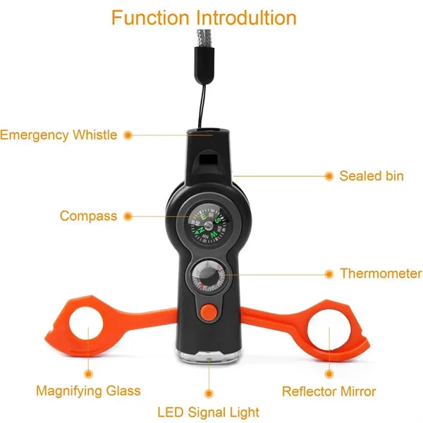 7-in-1 Loud Multiple Survival Whistle Tools
