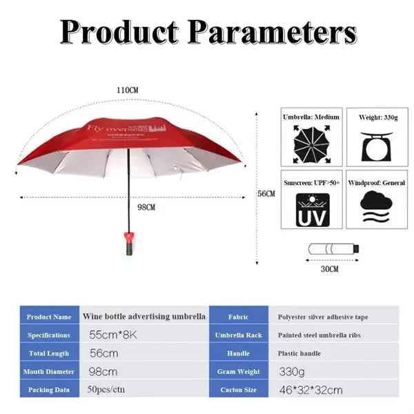 Portable UV Blocker Wine Bottle Umbrella, Travel Gift